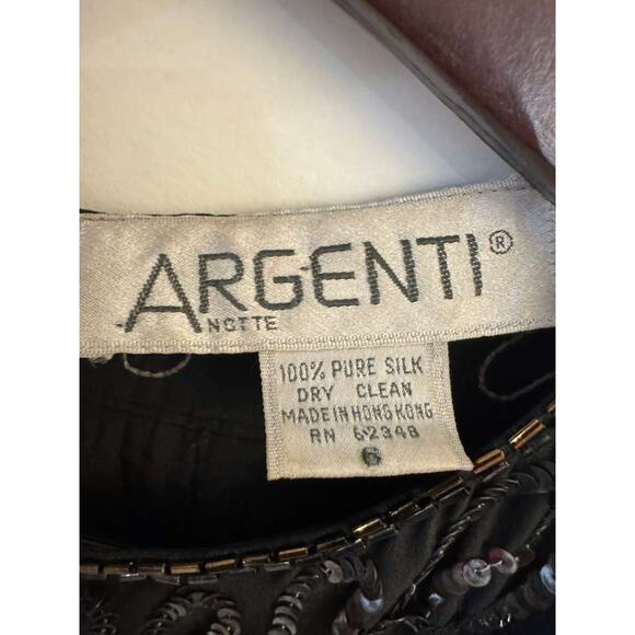 Vintage 90s Argenti Notte Silk Beaded Dress Women’s 8 Black Evening Cocktail - Picture 14 of 14